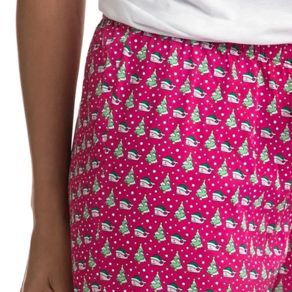 Vineyard Vines Women's Winter Santa Whale Holiday Tree Lounge Pant Size S